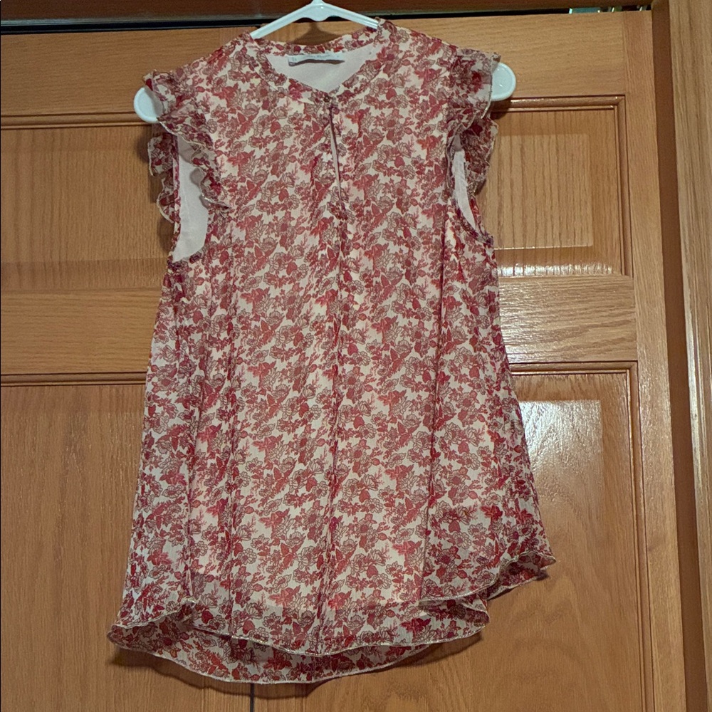 Lucky Brand Red Floral Blouse